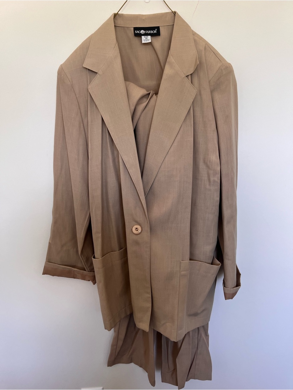 Vintage Sag Harbor Taupe Single-Button Blazer and Pants